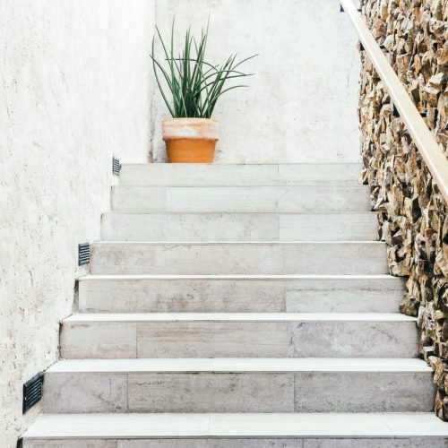 Concrete stairs decoration interior of house - Light Vintage Filter